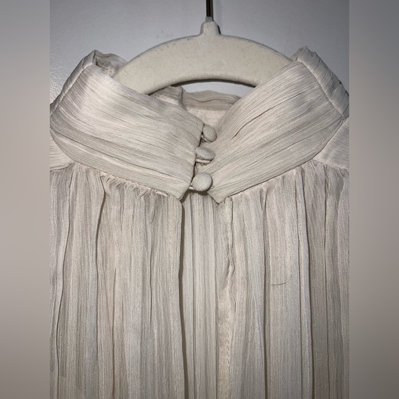 Express Mock Neck Long Sleeve Pleated Waist Tiered Ruffle Mini Dress - Picture 4 of 10